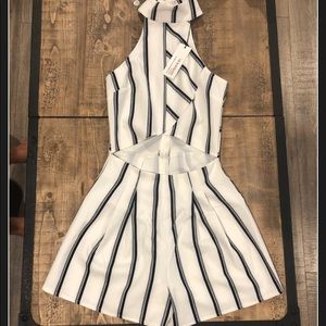 stripped romper with stomach cut out